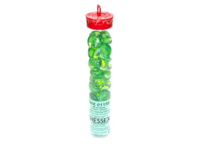 Large Catseye Green Glass Stones Tube