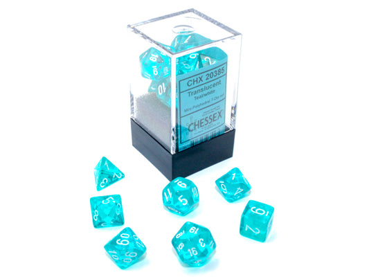 Chessex - Translucent Mini-hedral Teal/white 7-Die Set