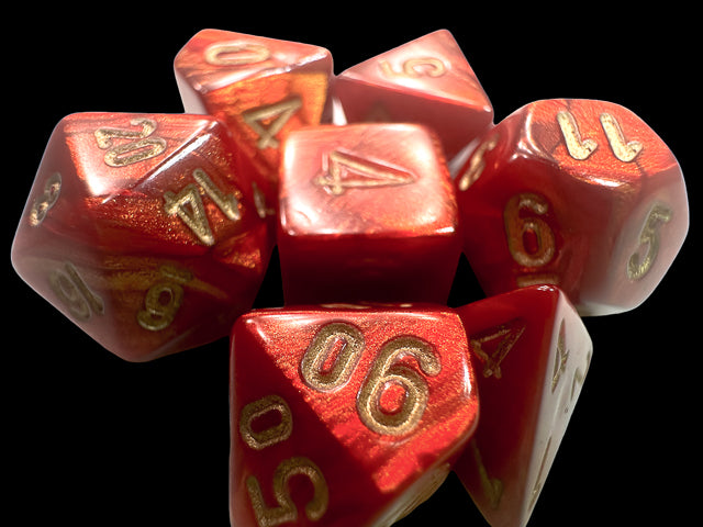 Chessex - Scarab Mini-hedral Scarlet/gold 7-Die Set