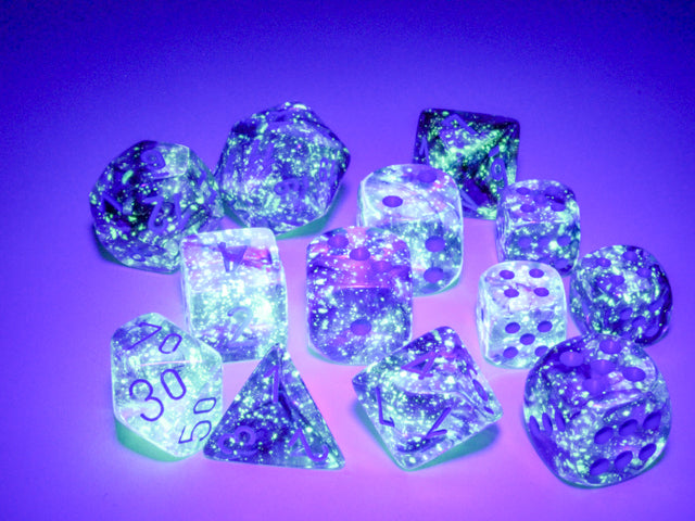 Chessex - Nebula Nocturnal/blue Luminary 16mm d6 Dice Block (12 dice)