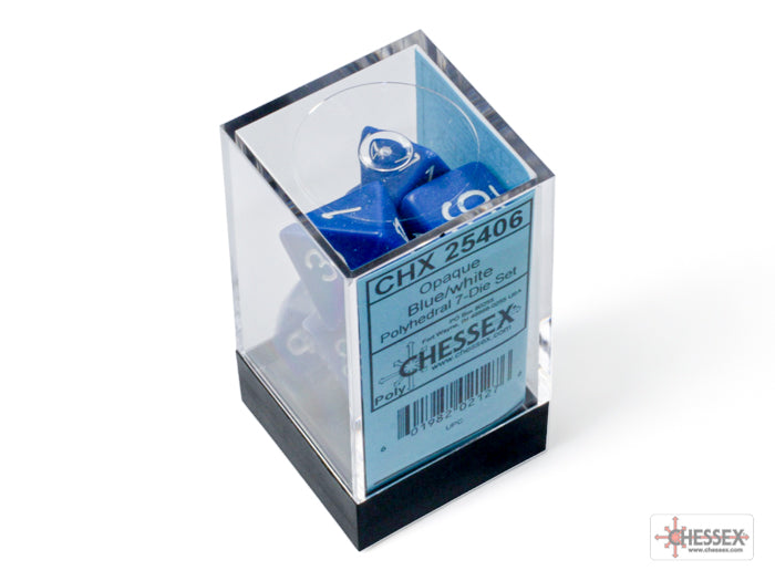 Chessex - Opaque Blue/white Polyhedral 7-Dice Set