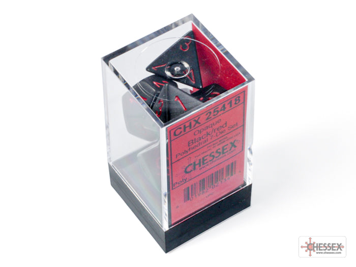 Chessex - Opaque Black/red Polyhedral 7-Dice Set