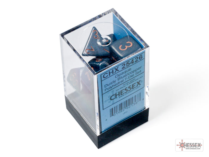 Chessex - Opaque Dusty Blue/copper Polyhedral 7-Dice Set