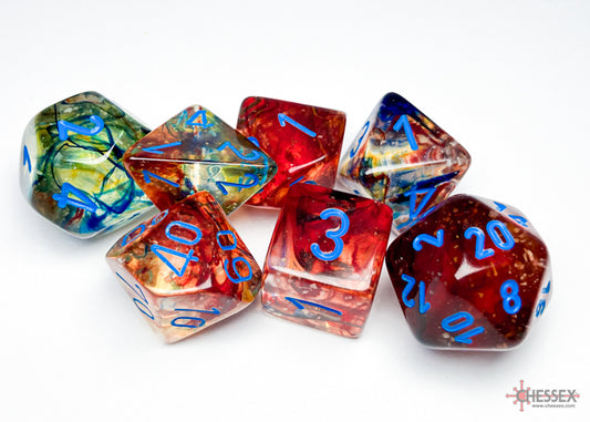 Chessex - Nebula Primary/blue Luminary Polyhedral 7-Dice Set