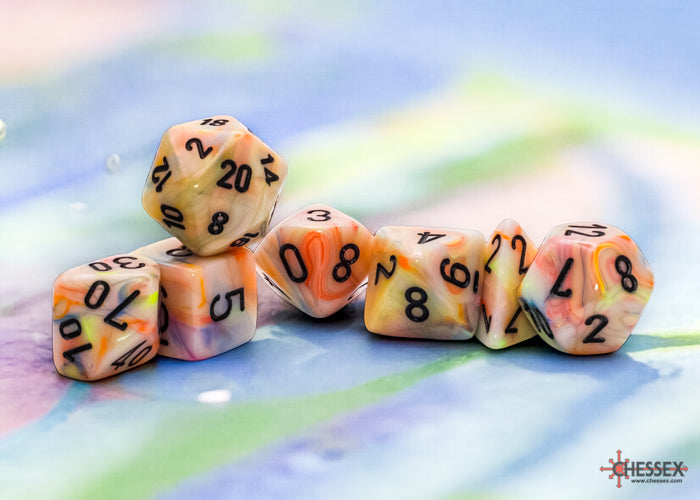 Chessex - Festive® Mega-hedral™ Circus™/black 7-Die Polyhedral Dice Set
