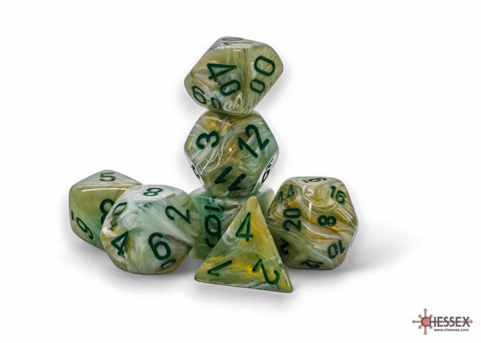 Chessex - Marble Mega-hedral™ Green/dark green 7-Die Set