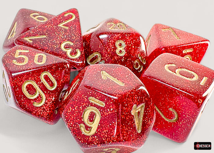 Chessex - Glitter Mega-hedral Ruby/gold 7-Die Set