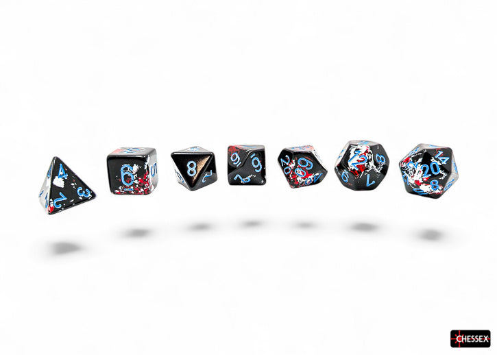 Chessex - Brush Dark Side/black w/ blue pips 7-Die Set Polyhedral Dice Set