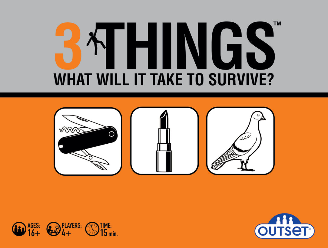 3 Things - What Will It Take to Survive? Party Game - Outset Media