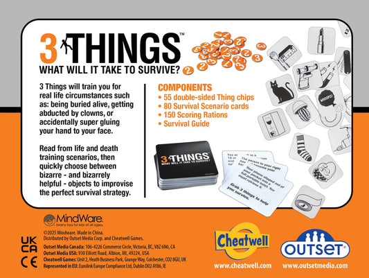 3 Things - What Will It Take to Survive? Party Game - Outset Media