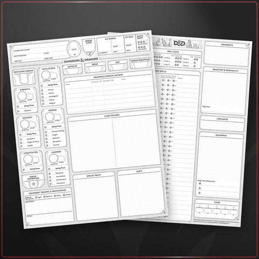 Dungeons & Dragons RPG: Player Character Sheets (2024)