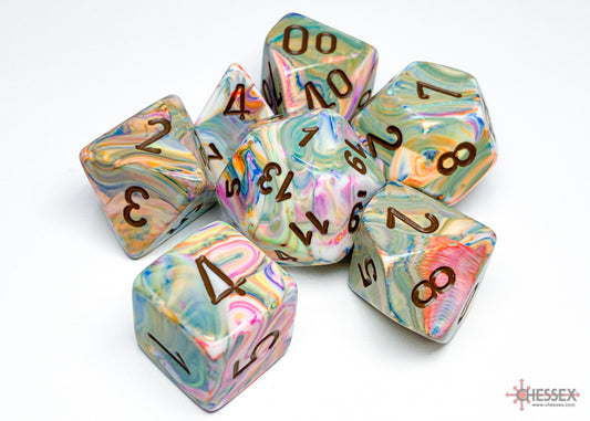 Chessex - Festive Vibrant/brown Polyhedral 7-Dice Set