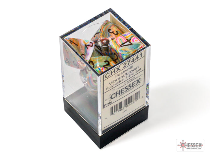 Chessex - Festive Vibrant/brown Polyhedral 7-Dice Set