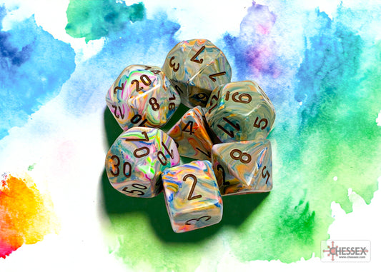 Chessex - Festive Vibrant/brown Polyhedral 7-Dice Set