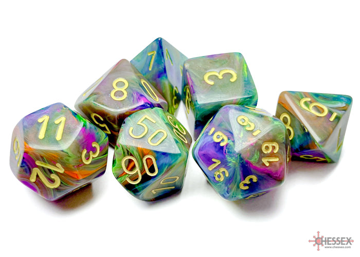 Chessex - Festive Rio/yellow Polyhedral 7-Dice Set