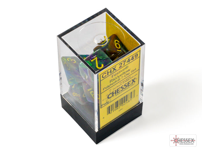 Chessex - Festive Rio/yellow Polyhedral 7-Dice Set