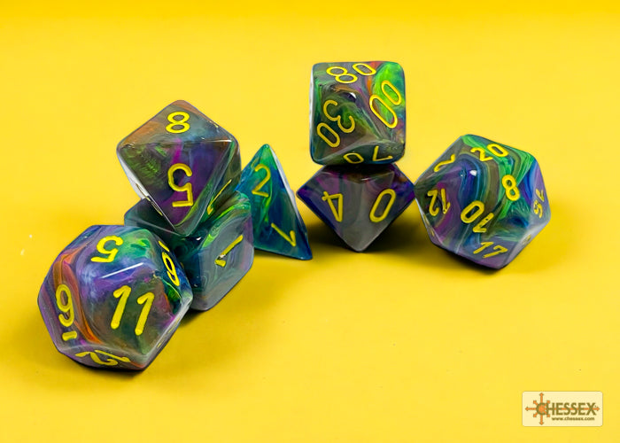 Chessex - Festive Rio/yellow Polyhedral 7-Dice Set