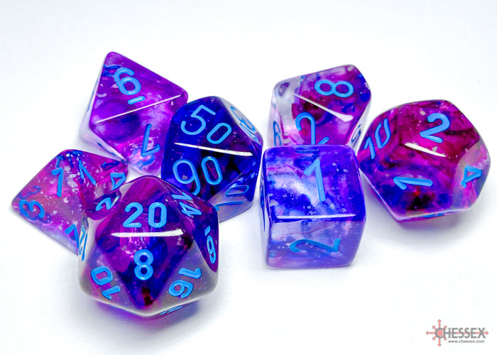Chessex - Nebula Nocturnal/blue Luminary Polyhedral 7-Dice Set