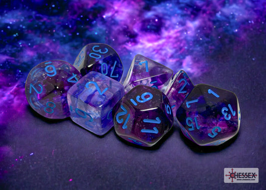Chessex - Nebula Nocturnal/blue Luminary Polyhedral 7-Dice Set