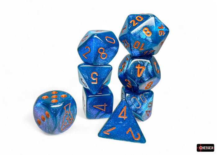 Chessex - Borealis Midnight/copper Polyhedral 7-Dice Set (with bonus die)