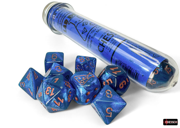 Chessex - Borealis Midnight/copper Polyhedral 7-Dice Set (with bonus die)