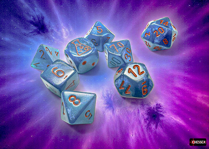 Chessex - Borealis Midnight/copper Polyhedral 7-Dice Set (with bonus die)