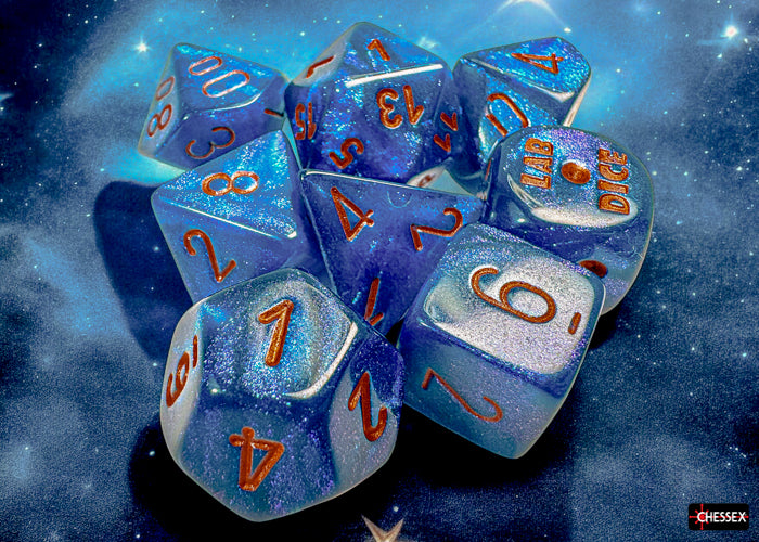 Chessex - Borealis Midnight/copper Polyhedral 7-Dice Set (with bonus die)