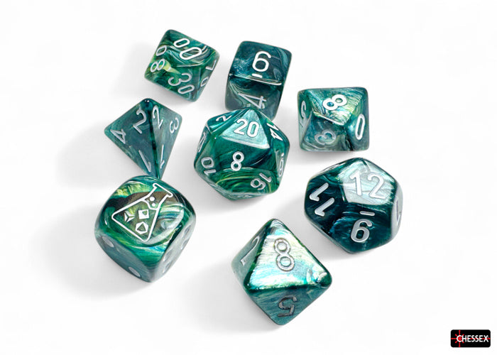 Chessex - Lustrous Neptune/grey Polyhedral 7-Dice Set (with bonus die)