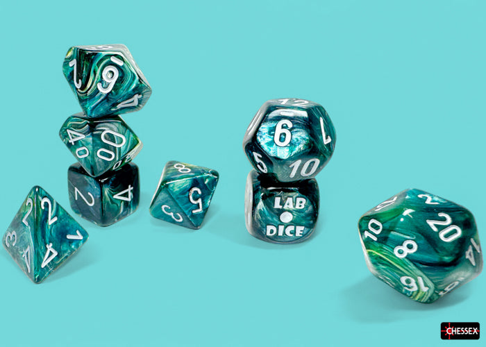 Chessex - Lustrous Neptune/grey Polyhedral 7-Dice Set (with bonus die)