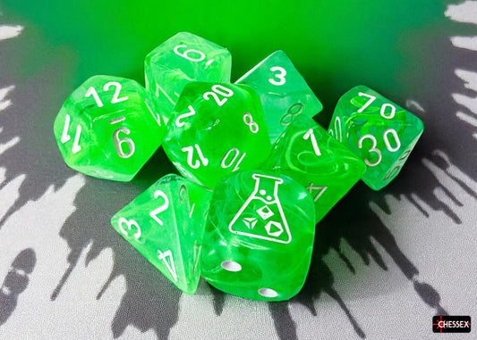 Chessex Lab Dice 9 - Nebula Gelatinous/white Polyhedral 7-Dice Set (with bonus die)