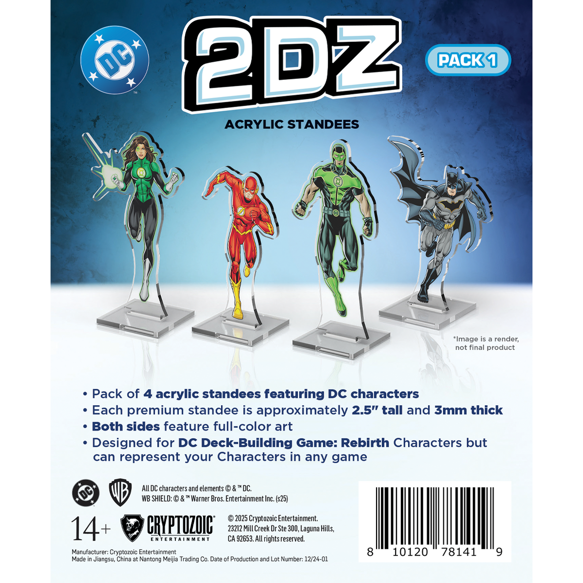 DC 2Dz Acrylic Standees: Pack 1 - Batman The Flash Jessica Cruz Simon Baz - Cryptozoic