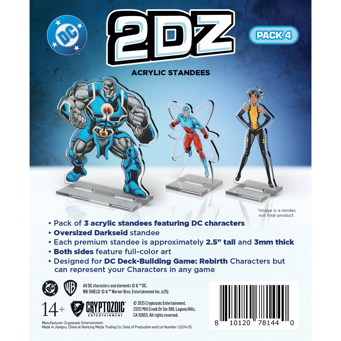 DC 2Dz Acrylic Standees: Pack 4 - The Atom Oversized Darkseid and Vixen- Cryptozoic