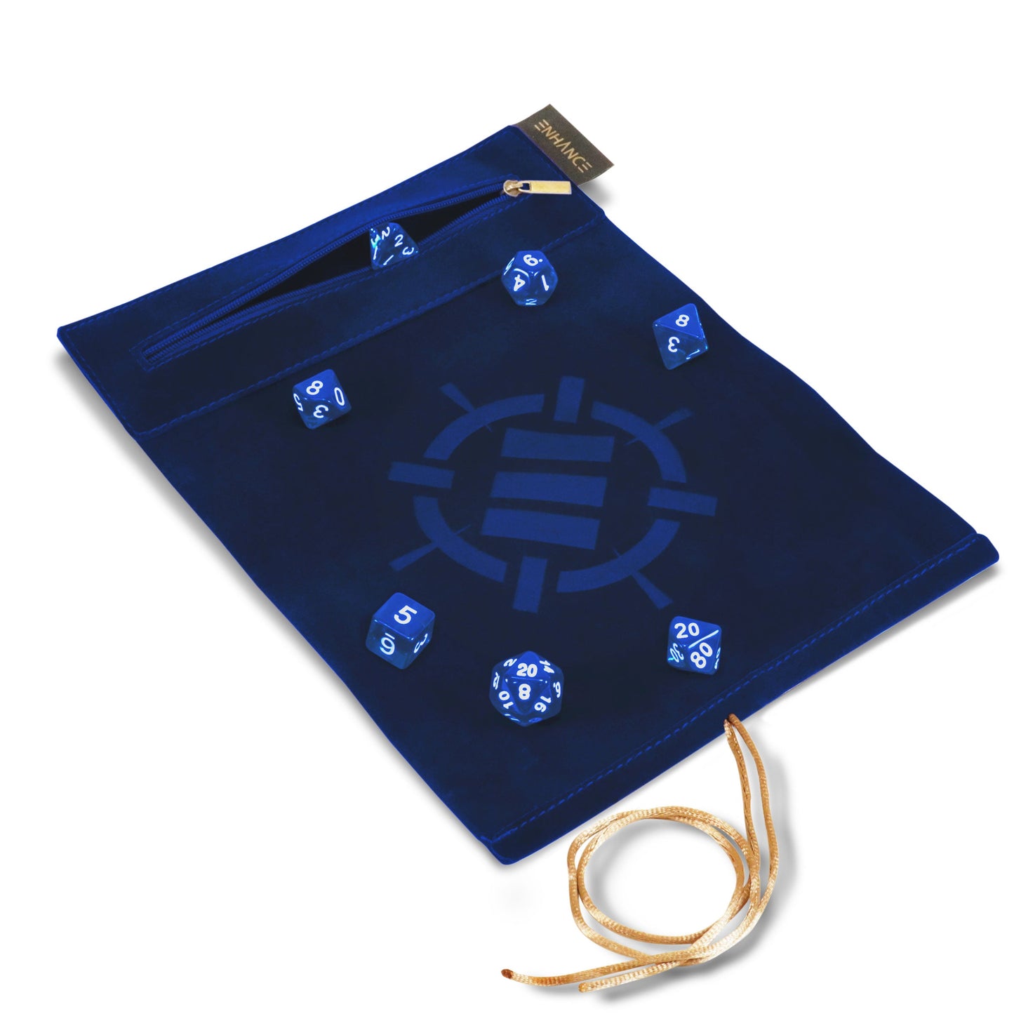 ENHANCE Roll on a Scroll™ Dice Rolling Mat & 7pc Acrylic Dice Set - Enhance Gaming