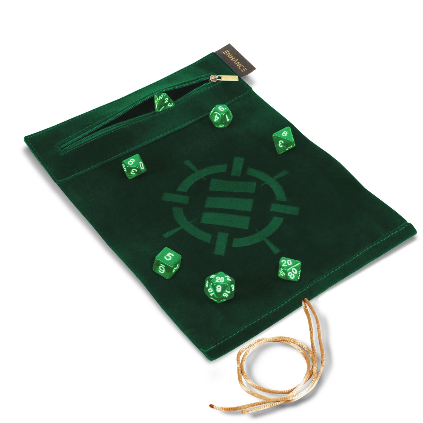 ENHANCE Roll on a Scroll™ Dice Rolling Mat & 7pc Acrylic Dice Set - Enhance Gaming