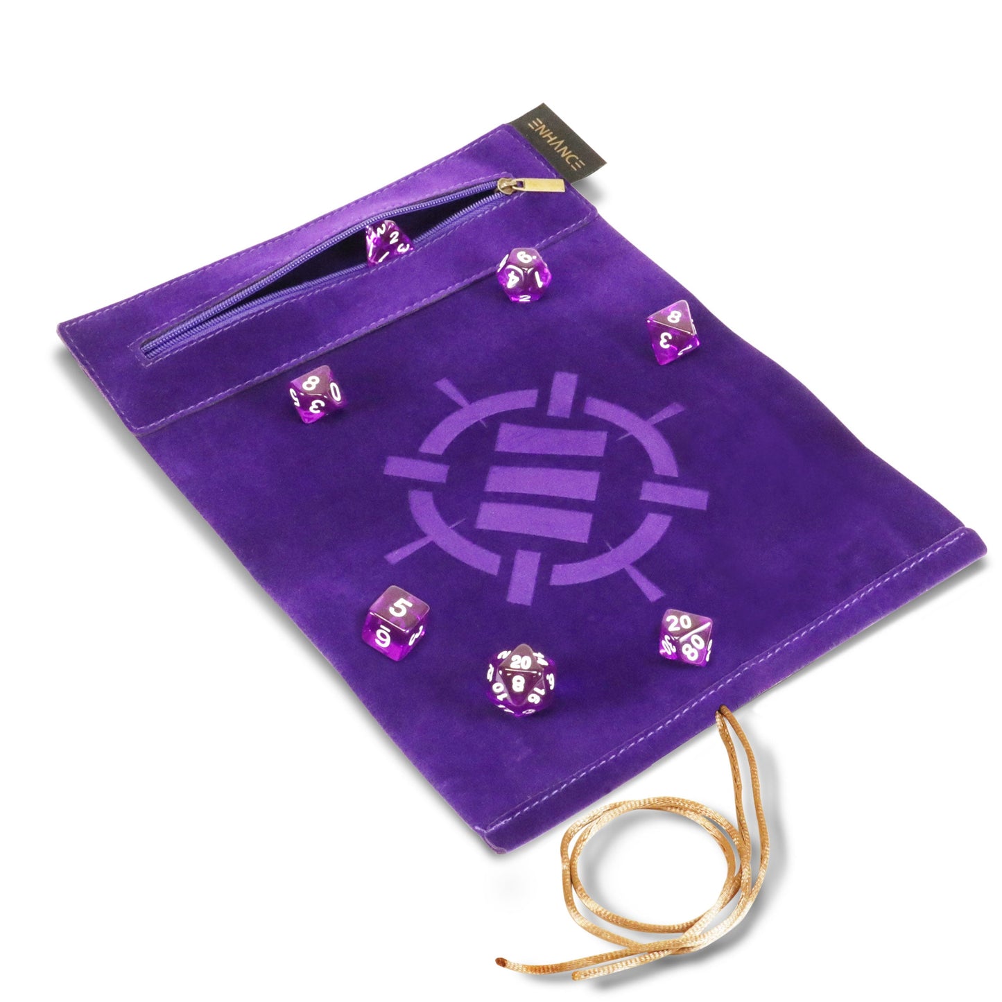 ENHANCE Roll on a Scroll™ Dice Rolling Mat & 7pc Acrylic Dice Set - Enhance Gaming