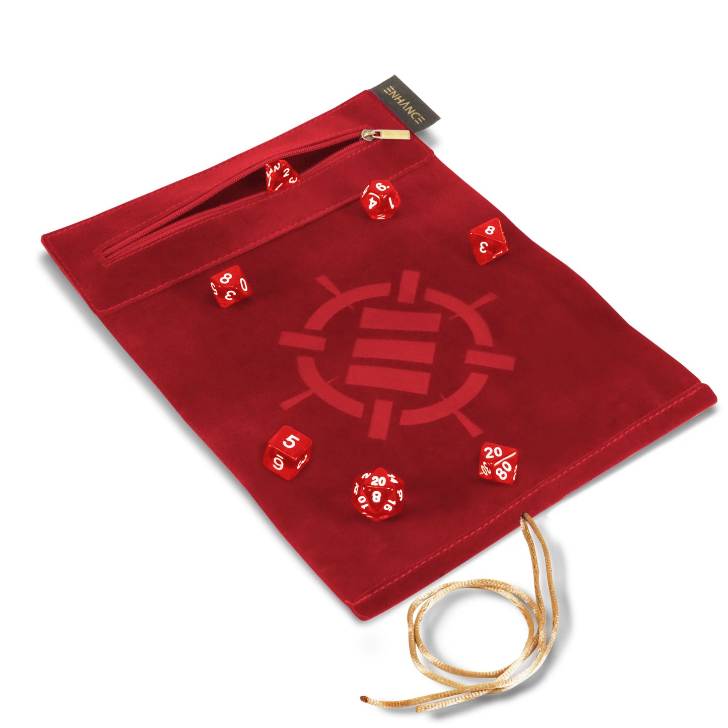 ENHANCE Roll on a Scroll™ Dice Rolling Mat & 7pc Acrylic Dice Set - Enhance Gaming