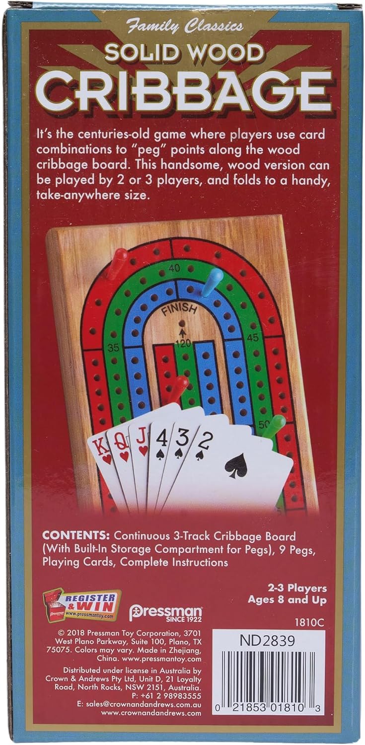 Family Classics - Cribbage Board with Cards - Pressman Toys