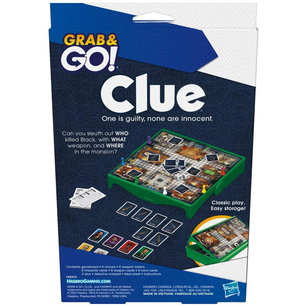 Grab & Go Games - Clue - Classic Hasbro Travel Game