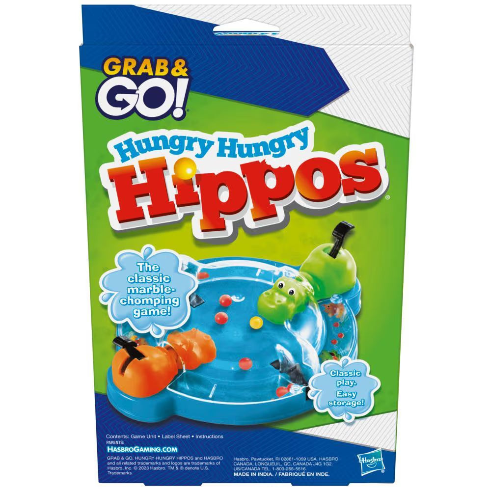 Grab & Go Games - Hungry Hungry Hippos - Classic Hasbro Travel Game