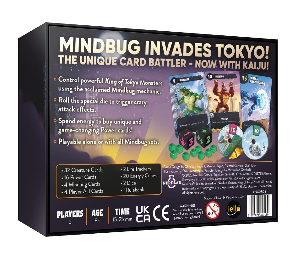 MindBug: King of Tokyo - The Card Game Standalone and Expansion - NerdLab IELLO Crossover