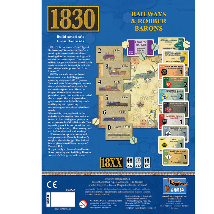 1830 - Railways & Robber Barons - Board Game - Lookout Games