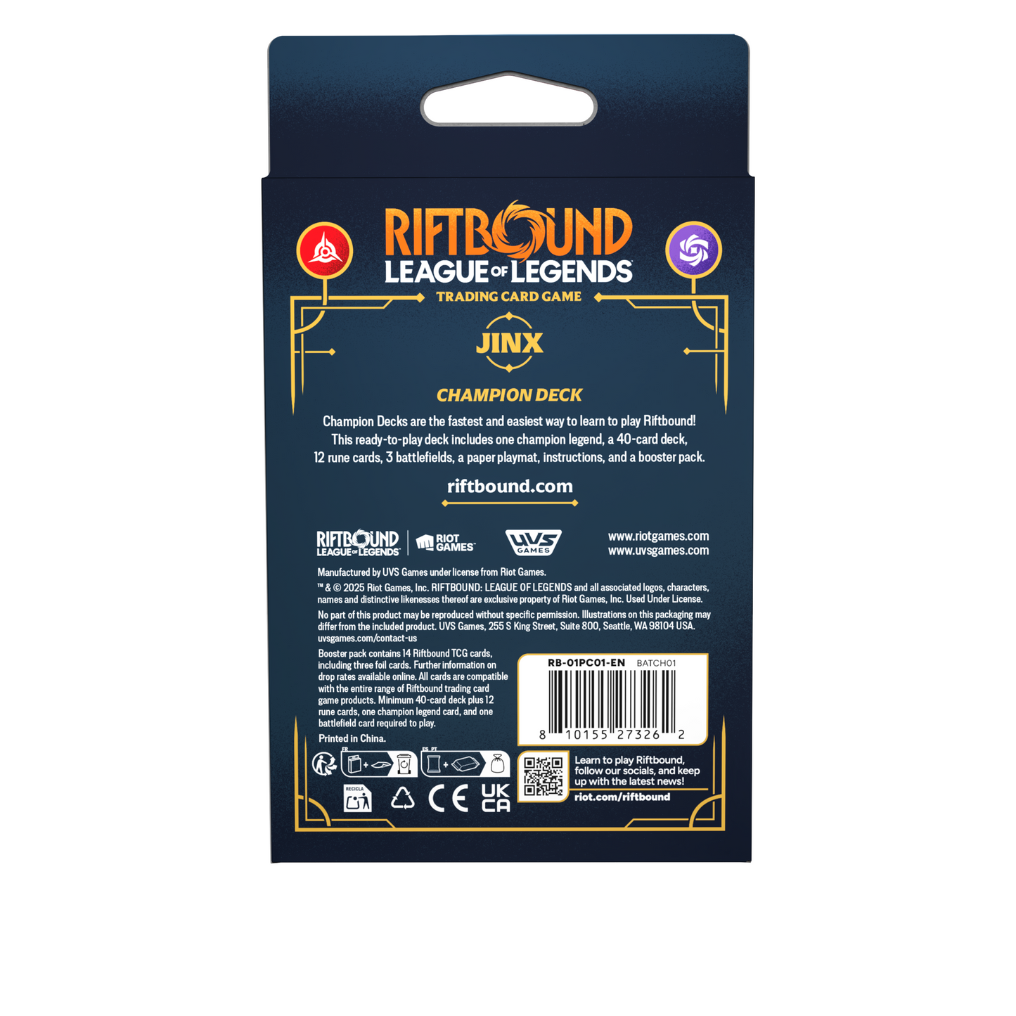 Riftbound - League of Legends TCG - Jinx (2025) Origins Champion Deck - Riot Games