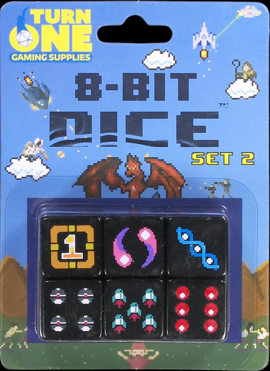 8-Bit Dice - 18mm D6 (Set of 6) - Black RPG Edition - Turn One Gaming