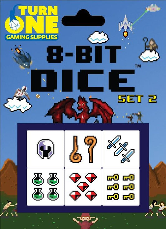 8-Bit Dice - 18mm D6 (Set of 6) - White  RPG Edition - Turn One Gaming