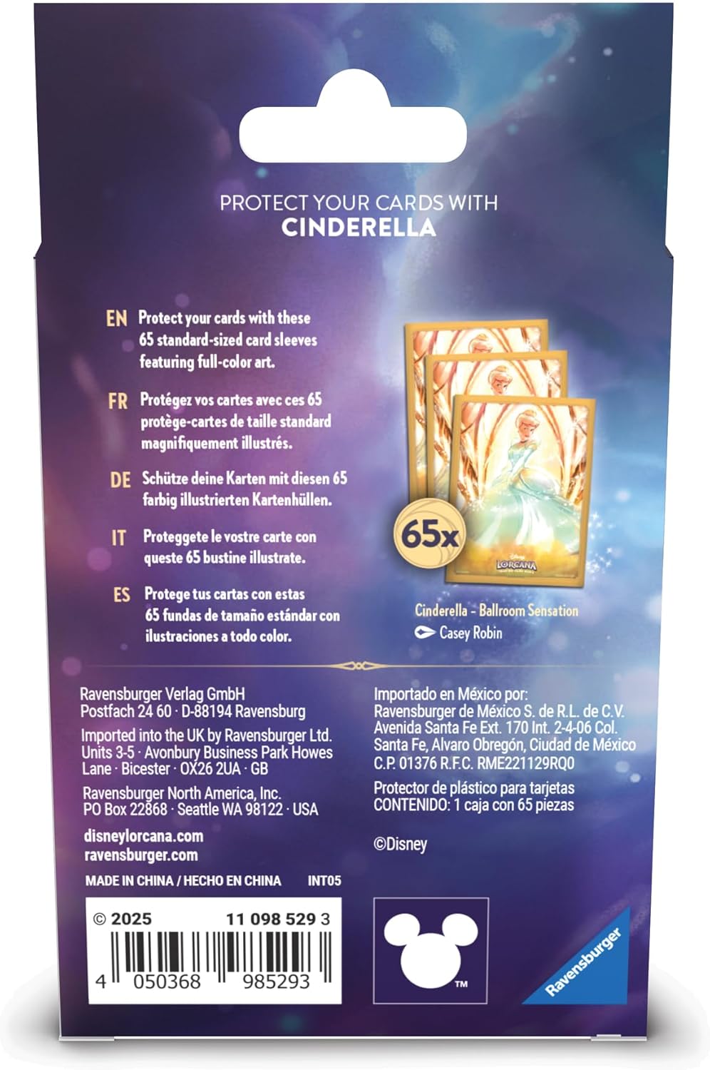 Disney's Lorcana - Rise Of The Floodborn - Cinderella - 65 Card Sleeves - Ravensburger