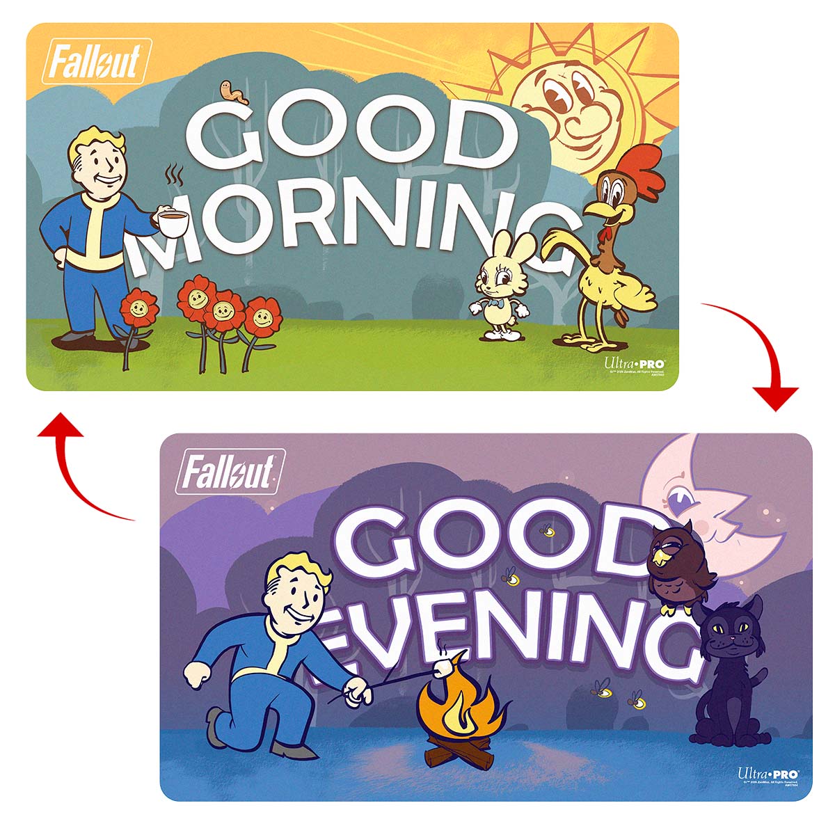 Fallout - Vault Boy - Good Morning/Good Evening Double-Sided Playmat