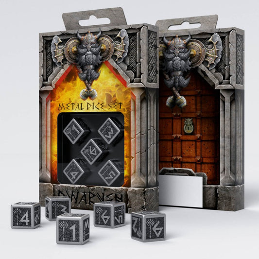 Q-Workshop - Dwarven Metal Dice - Set of 5 D6 Dice - Silver Metallic