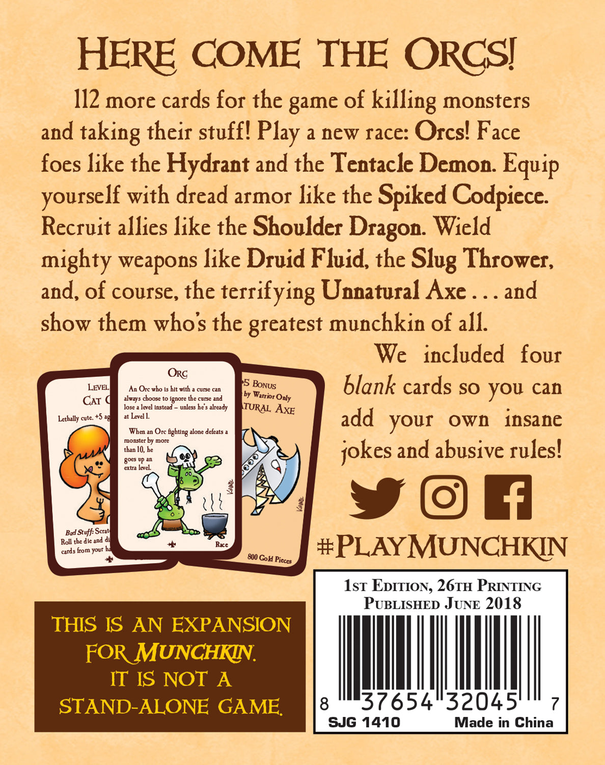 Munchkin 2 - Unnatural Axe! Card Game Expansion
