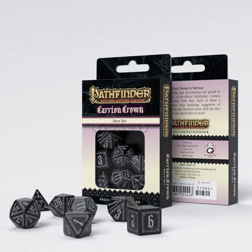 Q-Workshop - Pathfinder - Carrion Crown - Set of 7 Polyhedral Dice - Black/Silver