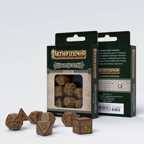 Q-Workshop - Pathfinder - Giantslayer - Set of 7 Polyhedral Dice - Brown/Beige